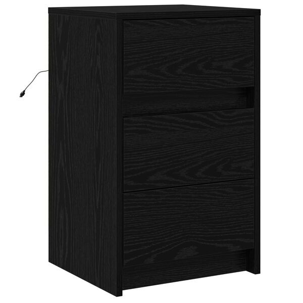 Armario de Noche con cajón Roble Negro 38 x 34 x 61 cm Roble negro