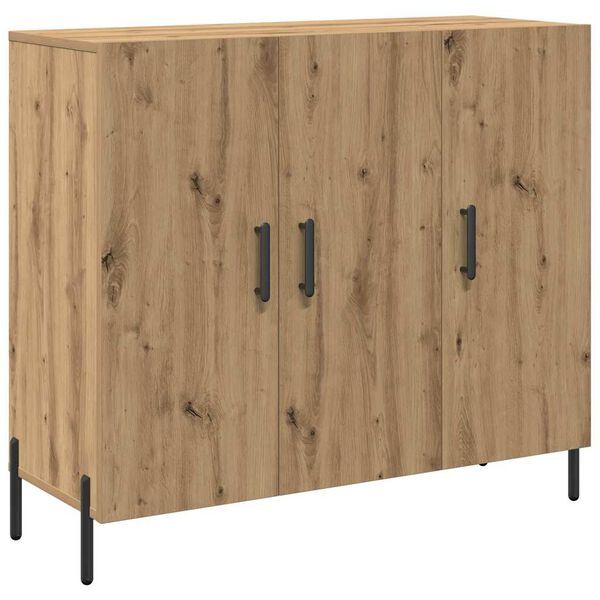 Aparador Roble artesanal 90 x 34 x 80 cm Madera de ingeniería Roble artesanal Manija Esmerilada