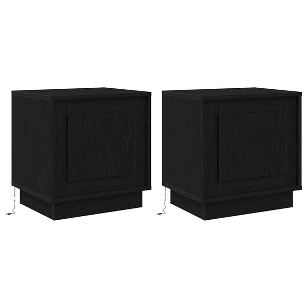 Armario de Noche 2 pcs Negro 44 x 345 x 45 cm Roble negro