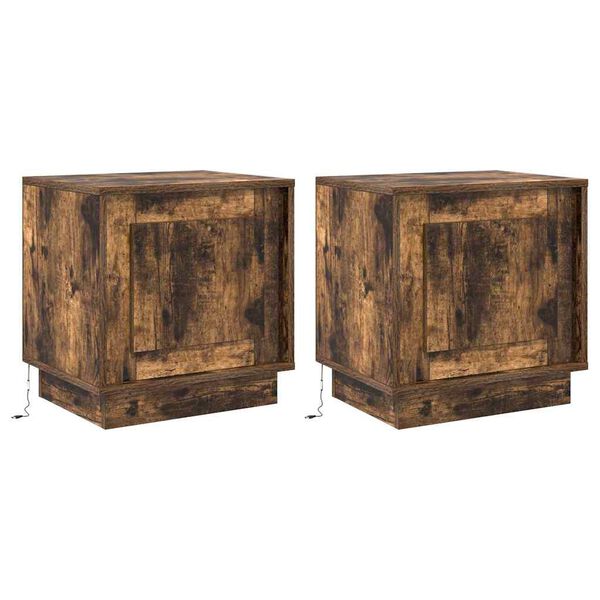Armario de Noche 2 pcs Roble ahumado 44 x 345 x 45 cm Roble ahumado