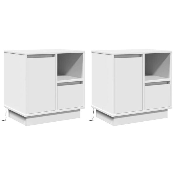 Armario de Noche 2 pcs 50 x 345 x 50 cm. Madera de ingeniería White
