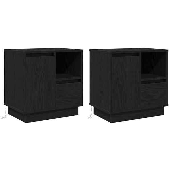 Armario de Noche con cajón 2 pcs Roble Negro 50 x 345 x 50 cm. Roble negro