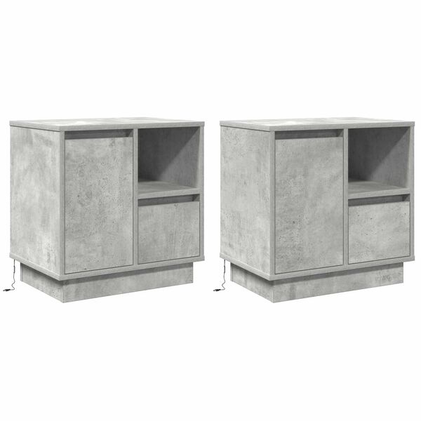 Armario de Noche 2 pcs Gris Concreto 50 x 345 x 50 cm. Gris hormigón