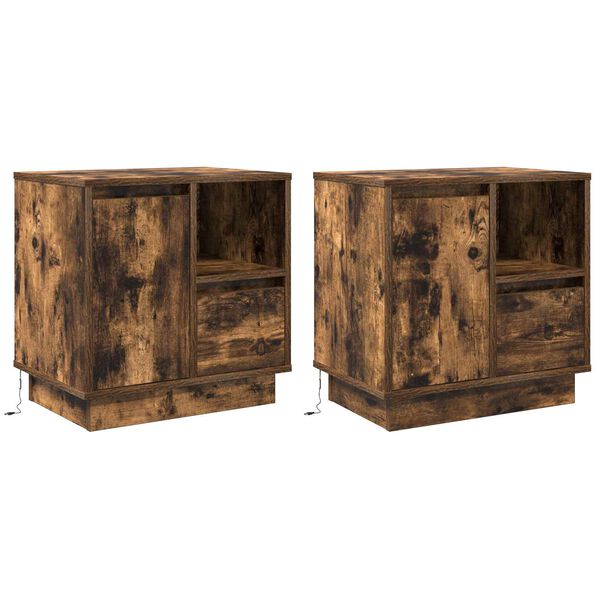 Armario de Noche 2 pcs Roble ahumado 50 x 345 x 50 cm. Roble ahumado