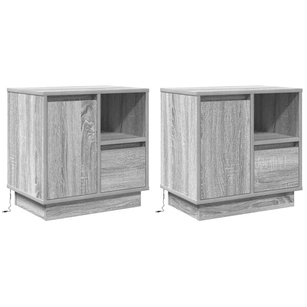 Armario de Noche con cajón 2 pcs Gris 50 x 345 x 50 cm. Gris sonoma
