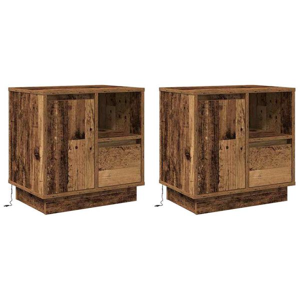 Armario de Noche 2 pcs Madera vieja 50 x 345 x 50 cm. Madera envejecida