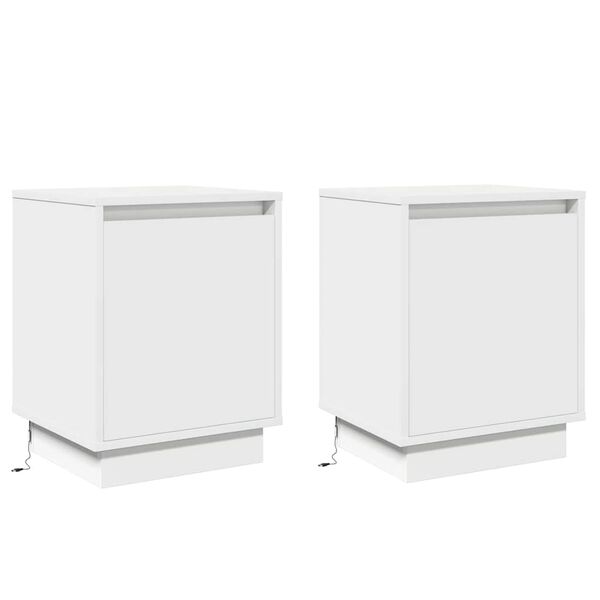 Armario de Noche 2 pcs 39 x 345 x 50 cm Madera de ingeniería White