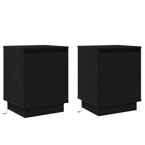 Armario de Noche 2 pcs Roble Negro 39 x 345 x 50 cm Roble negro