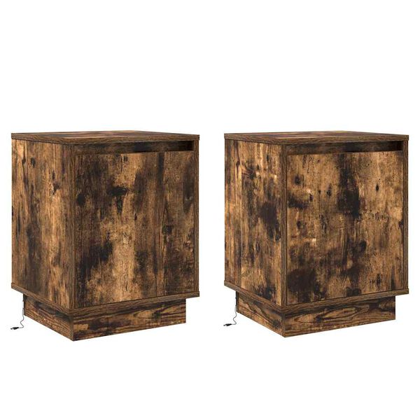 Armario de Noche con 2 pcs Roble ahumado 39 x 34.5 x 50 cm Roble ahumado