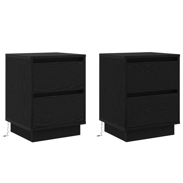 Armario de Noche con cajón 2 pcs Roble Negro 39 x 345 x 50 cm Roble negro