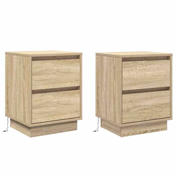 Armario de Noche con cajón 2 pcs Roble Sonoma 39 x 345 x 50 cm Roble Sonoma