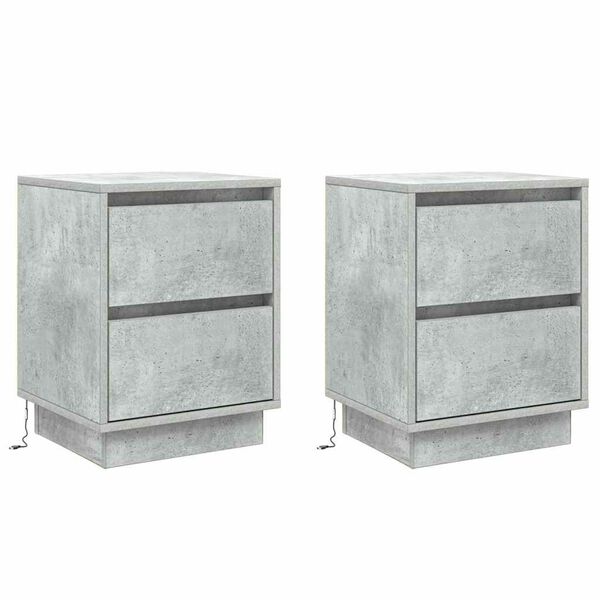 Armario de Noche 2 pcs Gris Concreto 39 x 345 x 50 cm Gris hormigón 869617