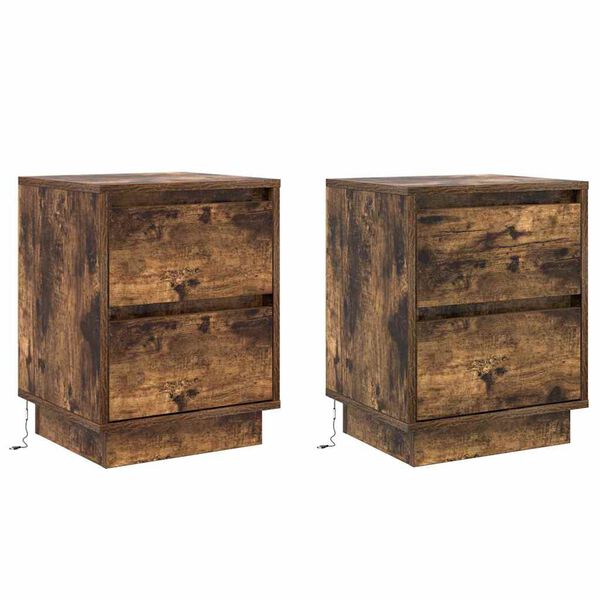 Armario de Noche 2 pcs Roble ahumado 39 x 345 x 50 cm Roble ahumado