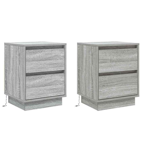 Armario de Noche con cajón 2 pcs Gris 39 x 345 x 50 cm Gris sonoma