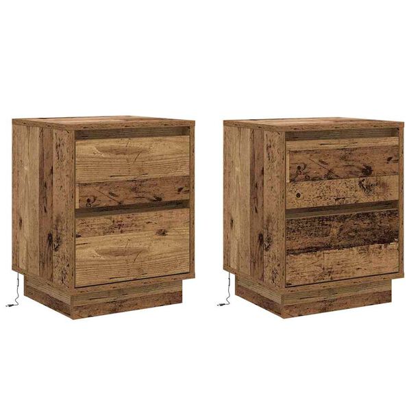 Armario de Noche con cajón 2 pcs Madera vieja 39 x 345 x 50 cm Madera envejecida
