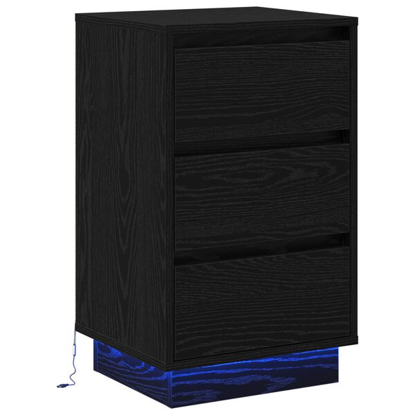 Armario de Noche con cajón Roble Negro 39 x 345 x 65 cm Roble negro