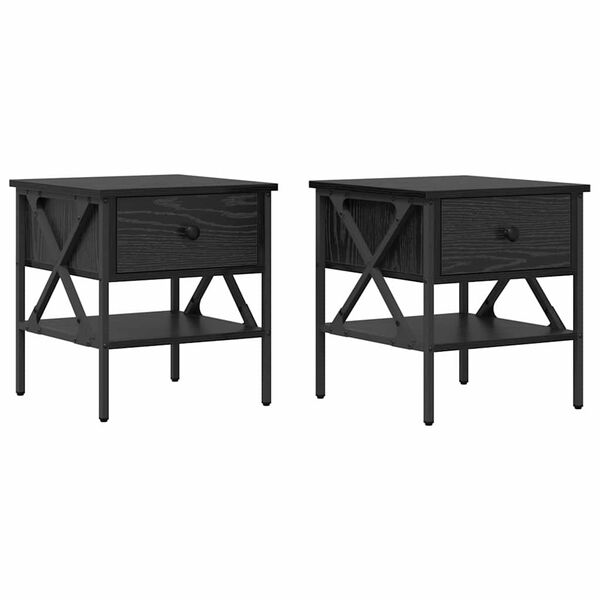Armario de Noche con cajón 2 pcs Roble negro 40 x 42 x 45 cm Roble negro
