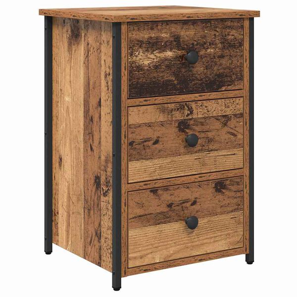 Armario de Noche con cajón Marrón 40 x 36 x 60 cm Madera envejecida