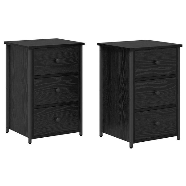 Armario de Noche con cajón 2 pcs Roble Negro 40 x 36 x 60 cm Roble negro