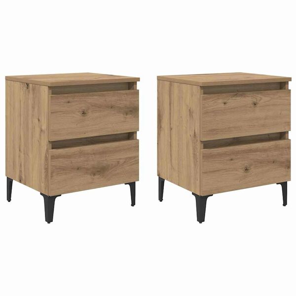 Armario de Noche 2 pcs Roble artisan 40 x 35 x 50 cm Roble artisan