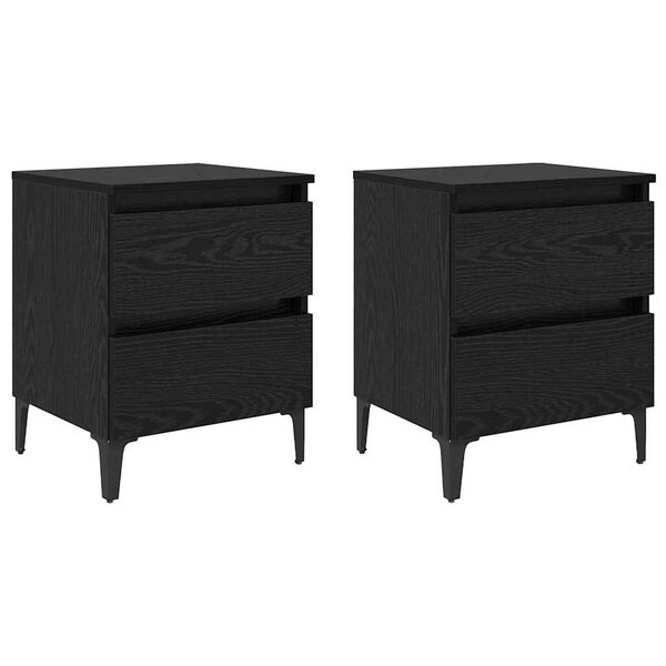 Armario de Noche 2 pcs Roble negro 40 x 35 x 50 cm Roble negro