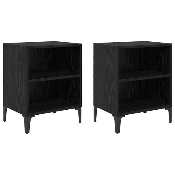 Armario de Noche 2 pcs Roble Negro 40 x 30 x 50 cm Roble negro