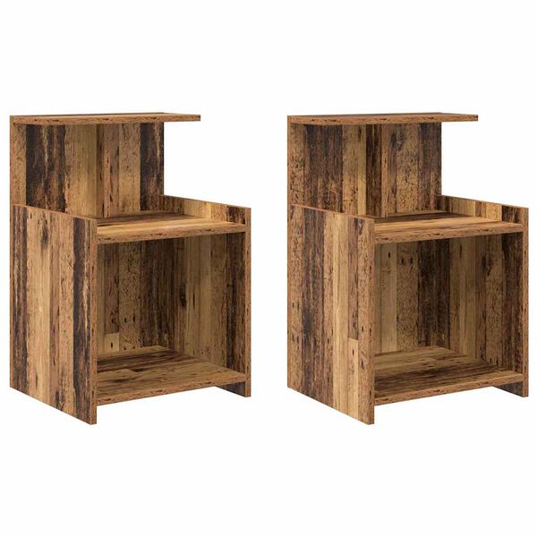 Armario de Noche 2 pcs Madera vieja 40 x 35 x 60 cm Madera envejecida