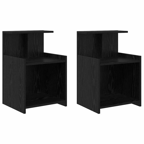 Armario de Noche 2 pcs Roble Negro 40 x 35 x 60 cm Roble negro