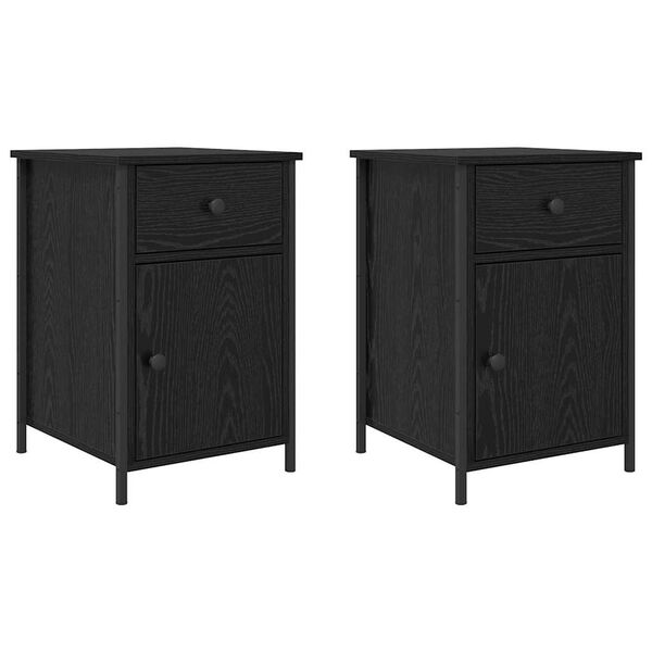 Armario de Noche con cajón 2 pcs Roble Negro 40 x 42 x 60 cm Roble negro