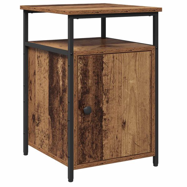 Armario de Noche con cajón Madera antigua Madera contrachapada Madera antigua