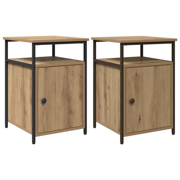 Armario de Noche 2 pcs Roble artisan Madera contrachapada Roble artisan