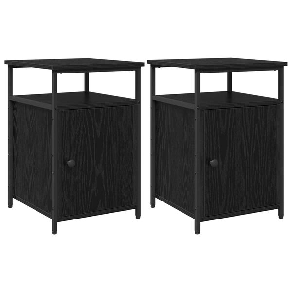Armario de Noche 2 pcs Roble negro Madera contrachapada Roble negro