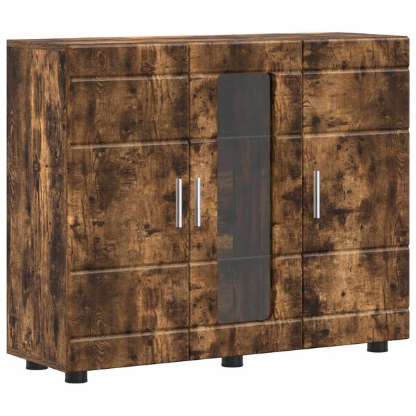 Armario de Madera Roble ahumado 885 x 305 x 73 cm Roble ahumado Buffet con puerta de vidrio