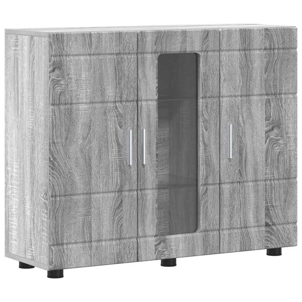 Armario de Madera Gris Sonoma 885 x 305 x 73 cm Gris sonoma Buffet con puerta de vidrio