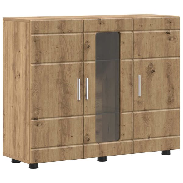 Armario de Madera Roble artesanal 885 x 305 x 73 cm Roble artisan Buffet con puerta de vidrio