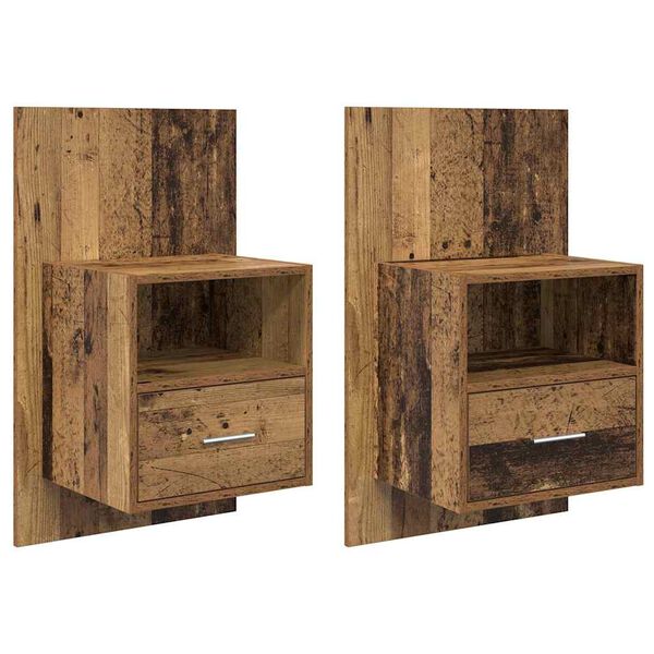 Armario de Noche con cajón 2 pcs Madera vieja 50 x 32.5 x 80cm Madera envejecida