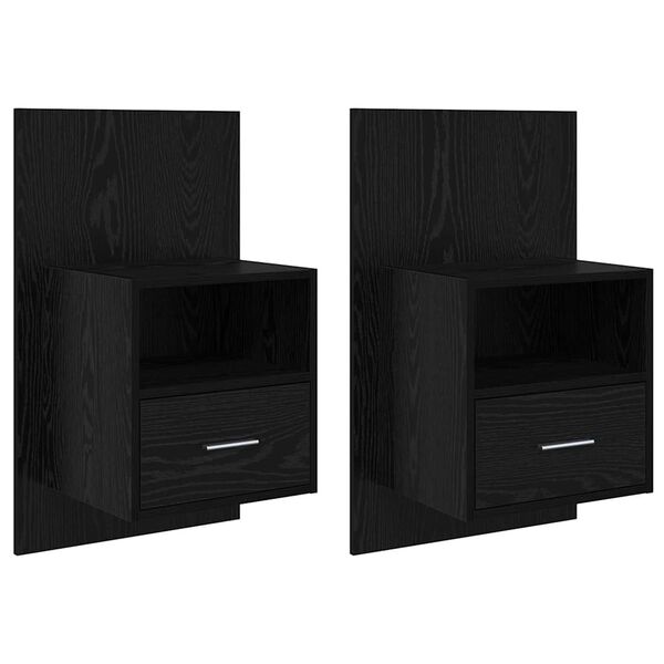 Armario de Noche con cajón 2 pcs Roble Negro 50 x 32.5 x 80cm Roble negro