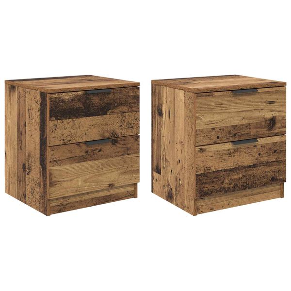 Armario de Noche con cajón 2 pcs Madera vieja 45 x 39 x 50cm Madera envejecida