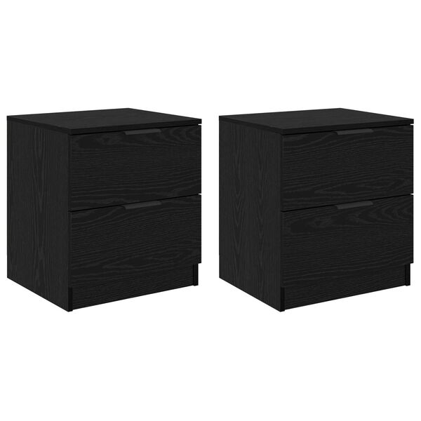 Armario de Noche con cajón 2 pcs Roble Negro 45 x 39 x 50cm Roble negro