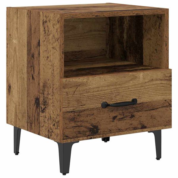 Armario de Noche con cajón Madera vieja 40 x 35 x 475 cm Madera envejecida