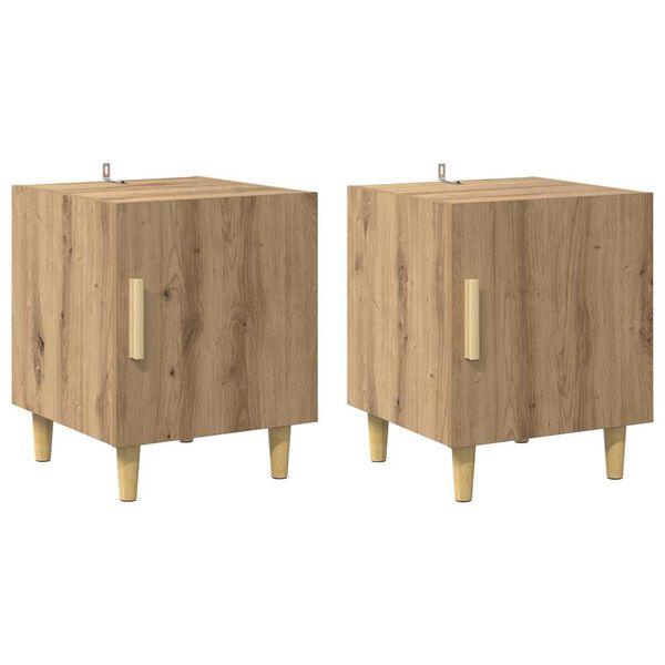Armario de Noche 2 pcs Roble artesanal 40 x 40 x 50 cm Roble artisan
