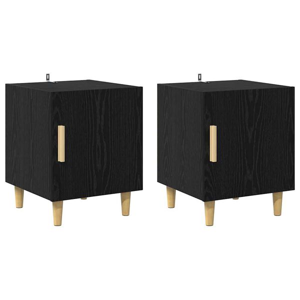 Armario de Noche 2 pcs Roble Negro 40 x 40 x 50 cm Roble negro