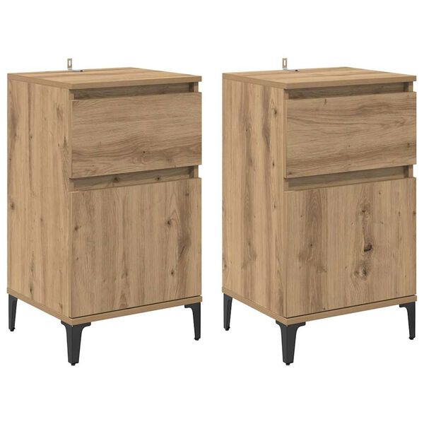 Armario de Noche 2 pcs Roble artesanal 40 x 35 x 70 cm Roble artisan 881254