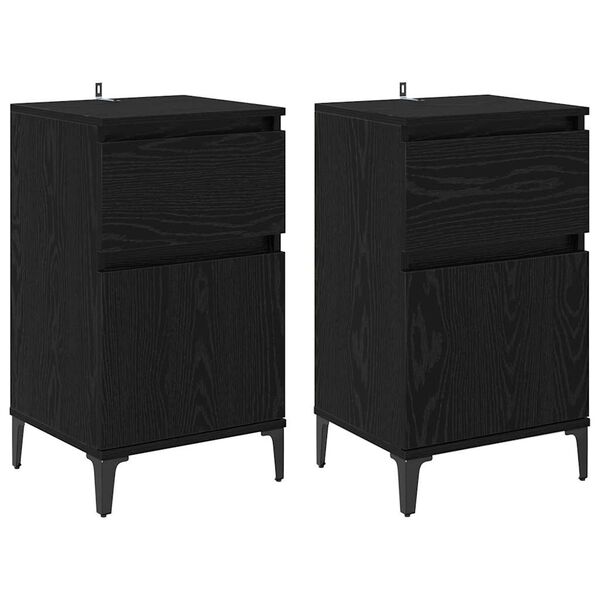 Armario de Noche con cajón 2 pcs Roble Negro 40 x 35 x 70 cm Roble negro 881256