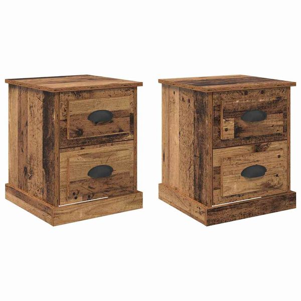 Armario de Noche con cajón 2 pcs Madera vieja 39 x 39 x 47.5 cm Madera envejecida