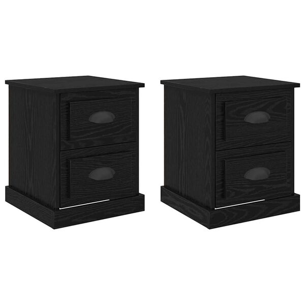 Armario de Noche con cajón 2 pcs Roble Negro 39 x 39 x 47.5 cm Roble negro