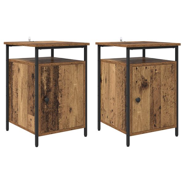 Armario de Noche 2 pcs Madera vieja 40 x 42 x 60cm Madera envejecida