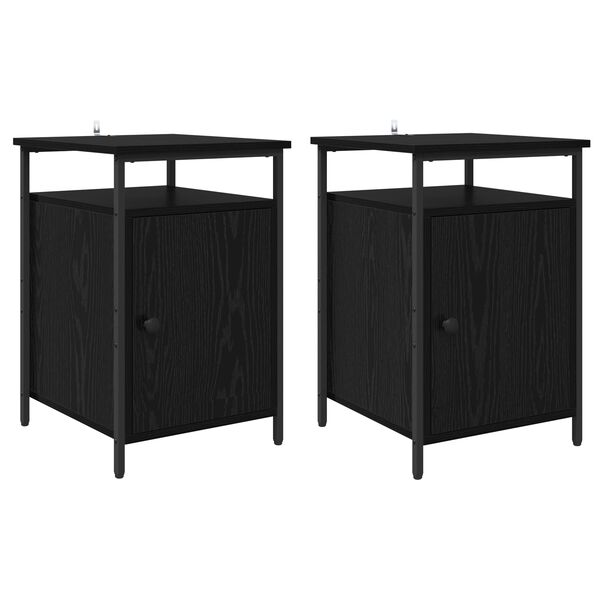 Armario de Noche 2 pcs Roble Negro 40 x 42 x 60cm Roble negro