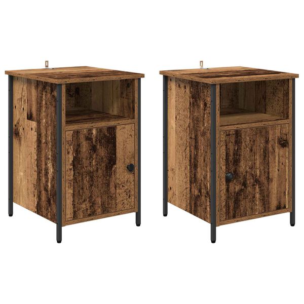 Armario de Noche 2 pcs Madera vieja 40 x 42 x 60 cm Madera envejecida
