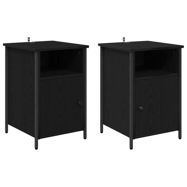 Armario de Noche 2 pcs Roble Negro 40 x 42 x 60 cm Roble negro